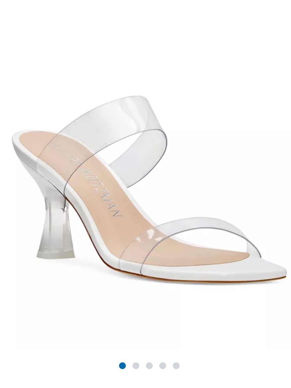 Stuart Weitzman Clear Strap White Mule Heels